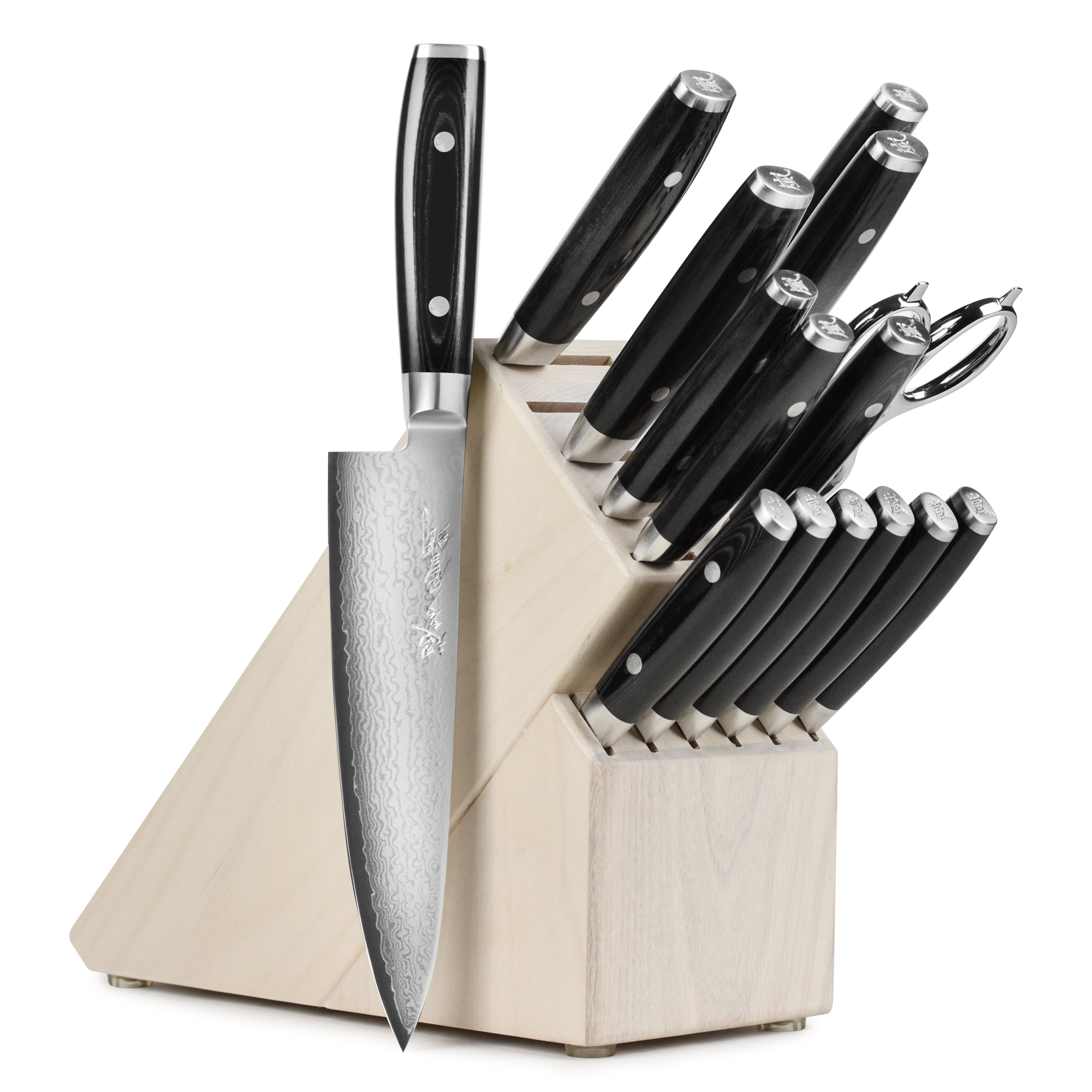 Yaxell Ran Plus 16 Piece Gray Ash Knife Block Set