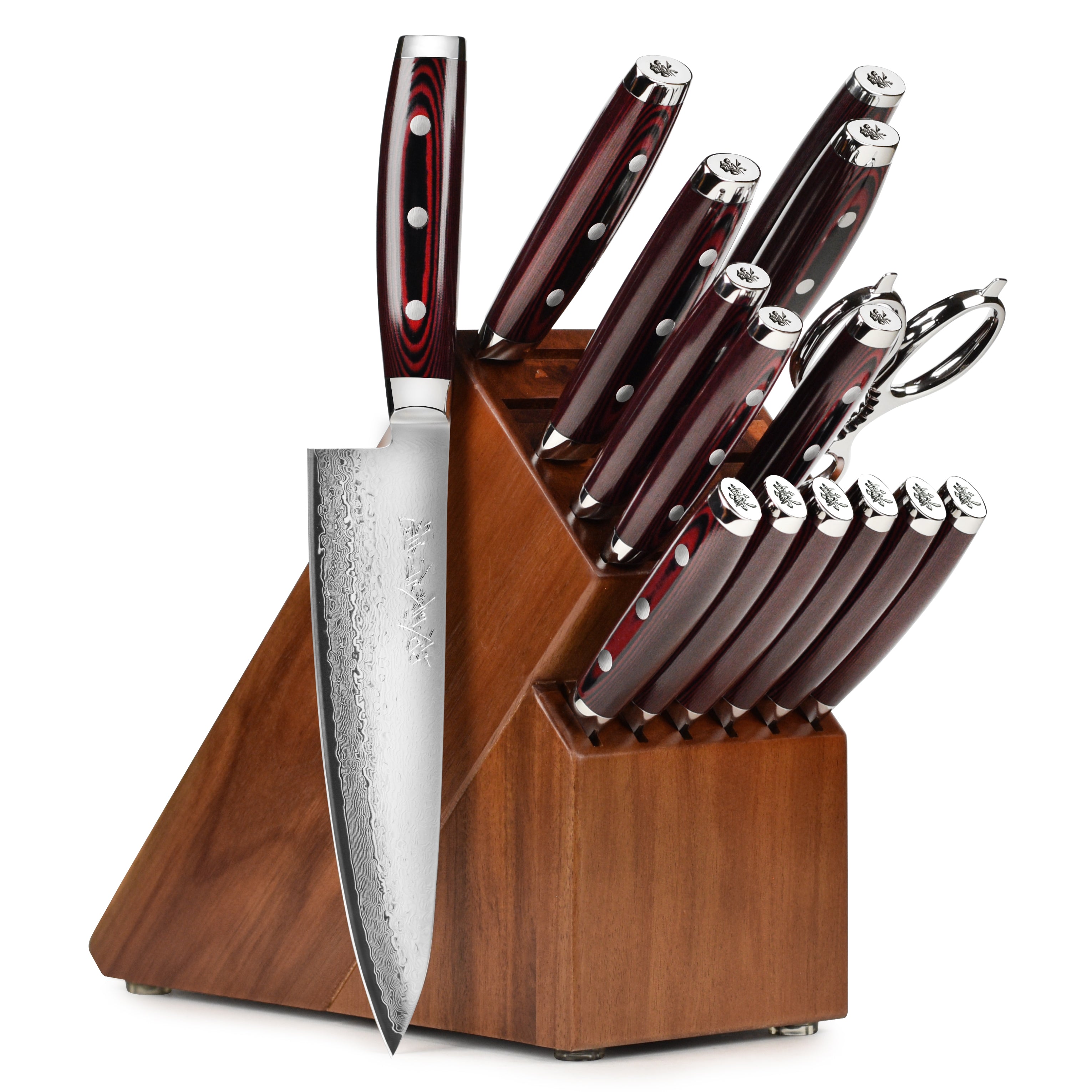 Yaxell Super Gou SG2 16 Piece Acacia Knife Block Set