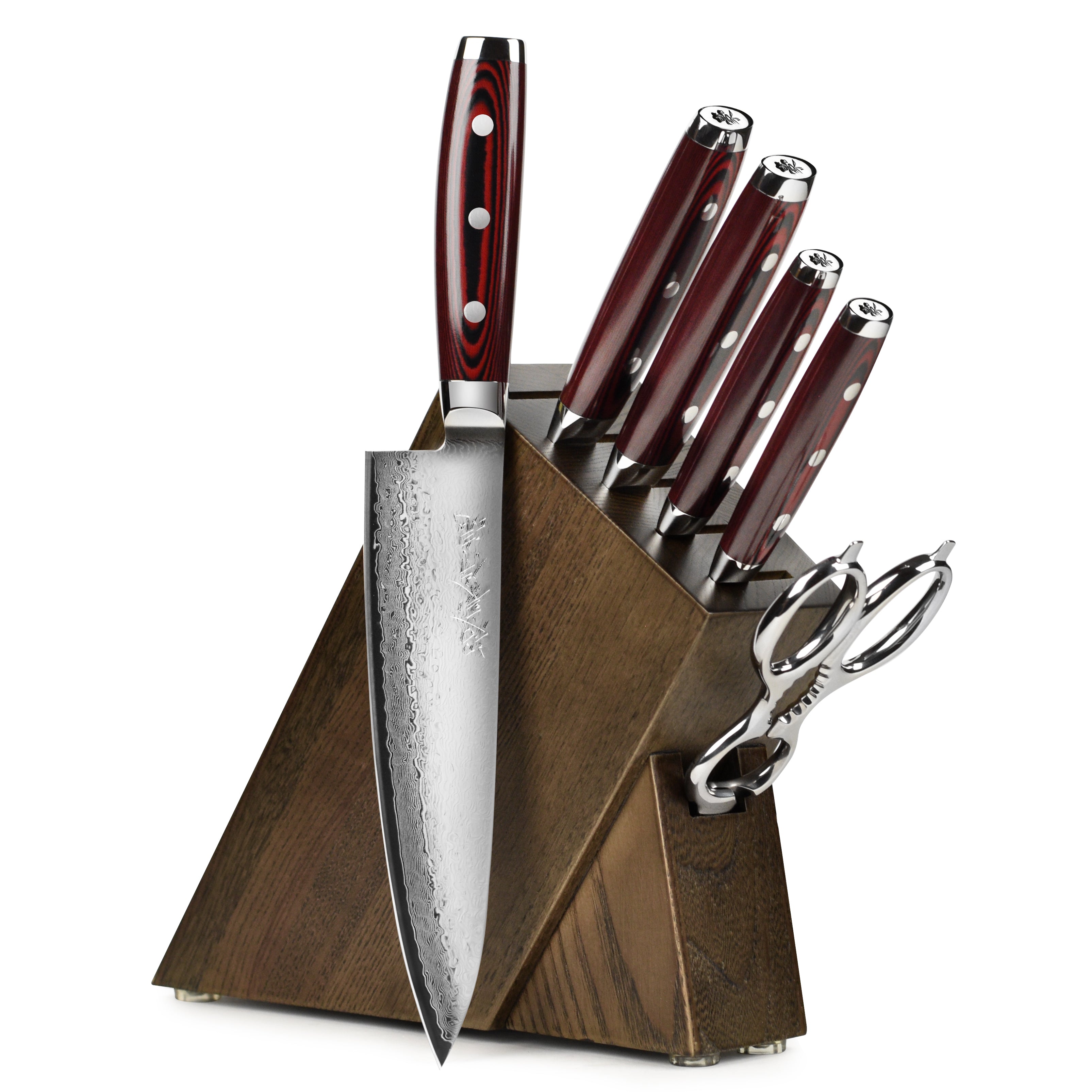 Yaxell Super Gou SG2 7 Piece Dark Ash Slim Knife Block Set