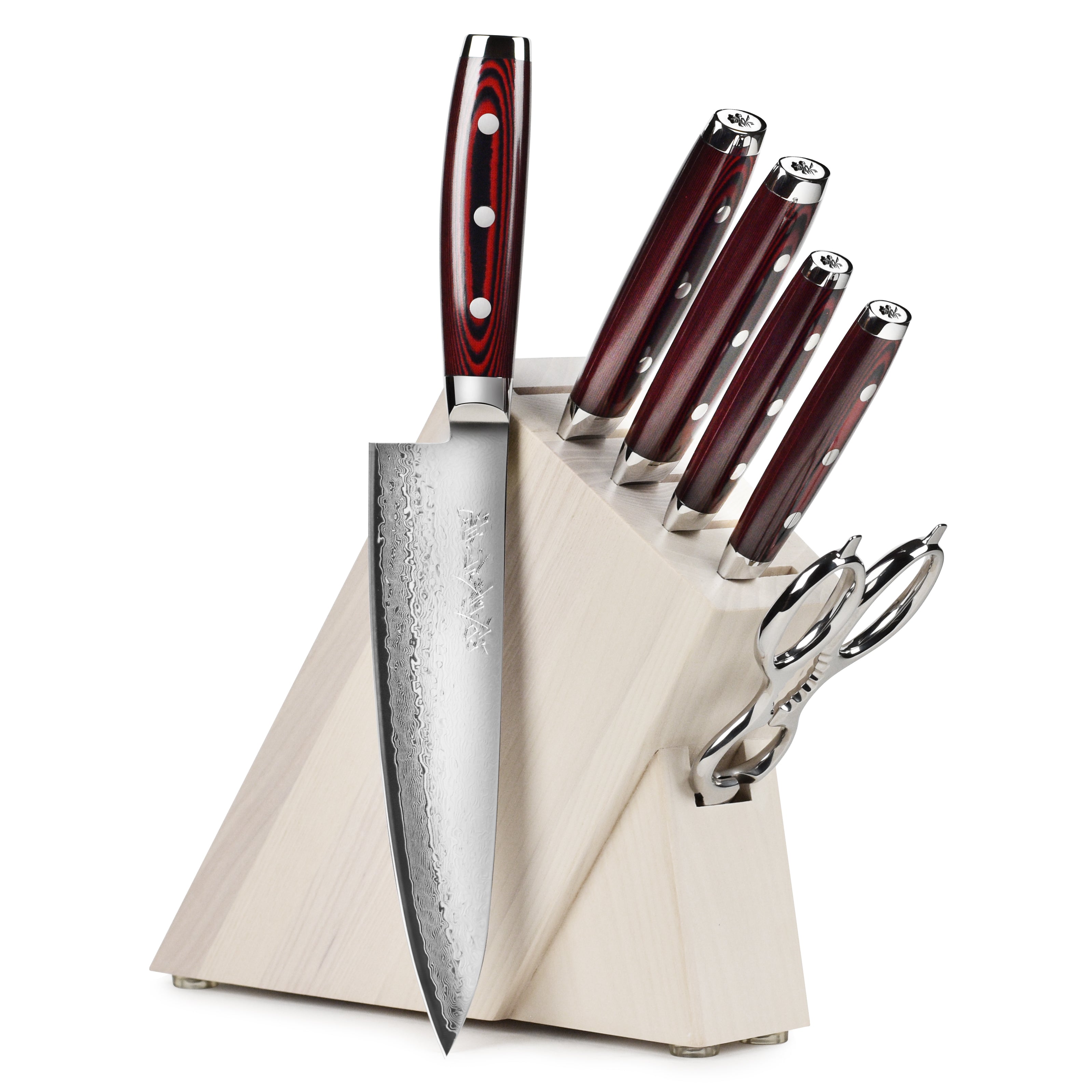 Yaxell Super Gou SG2 7 Piece Gray Ash Slim Knife Block Set