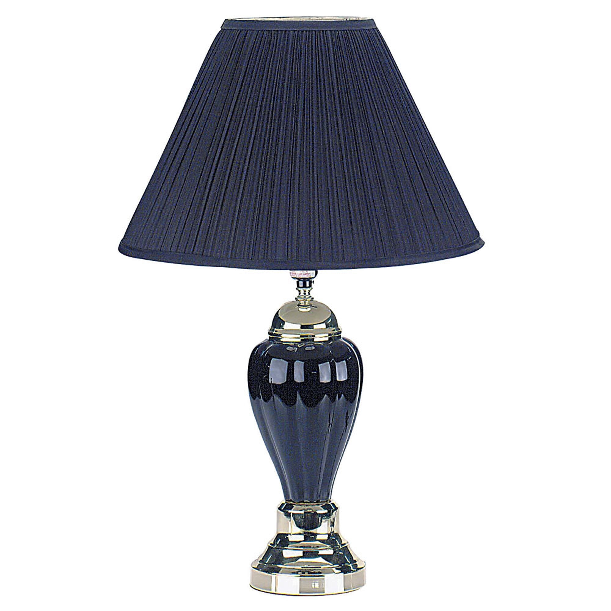 blue and silver table lamps