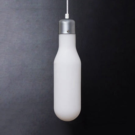 Modern 1 Light Pendant Lighting with White Glass Shade Silver Ball/Cone/Pill-Shaped Hanging Lamp Kit