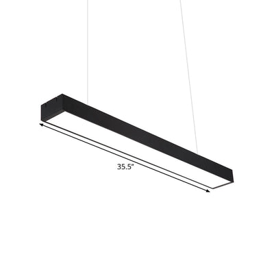 Modern Rectangular Ceiling Lighting Acrylic Office LED Flush Mount in Black, 23.5"/35.5"/59" W
