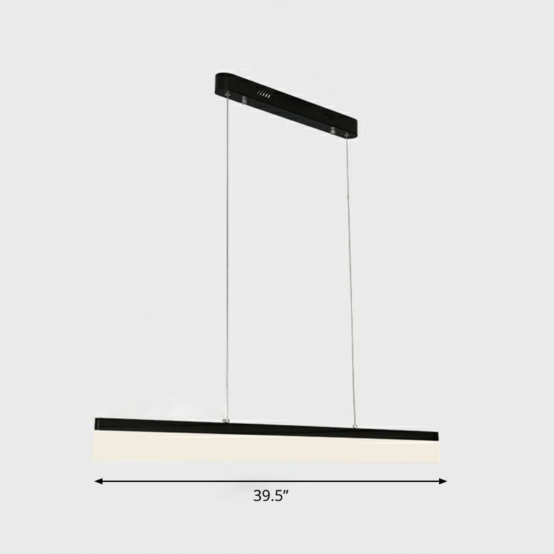 Black Linear Shaped Chandelier Light Simplicity Acrylic LED Pendant Light Fixture for Office