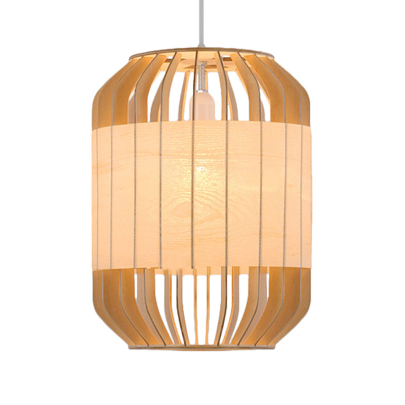 Beige Hanging Light Contemporary Bamboo Pendant Light Fixture for Dining Room