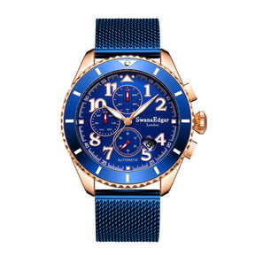 Limited Edition Swan & Edgar Hand Assembled Milanese Sports Automatic Blue