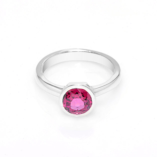 Silver and Rubellite S. Begermi Ring