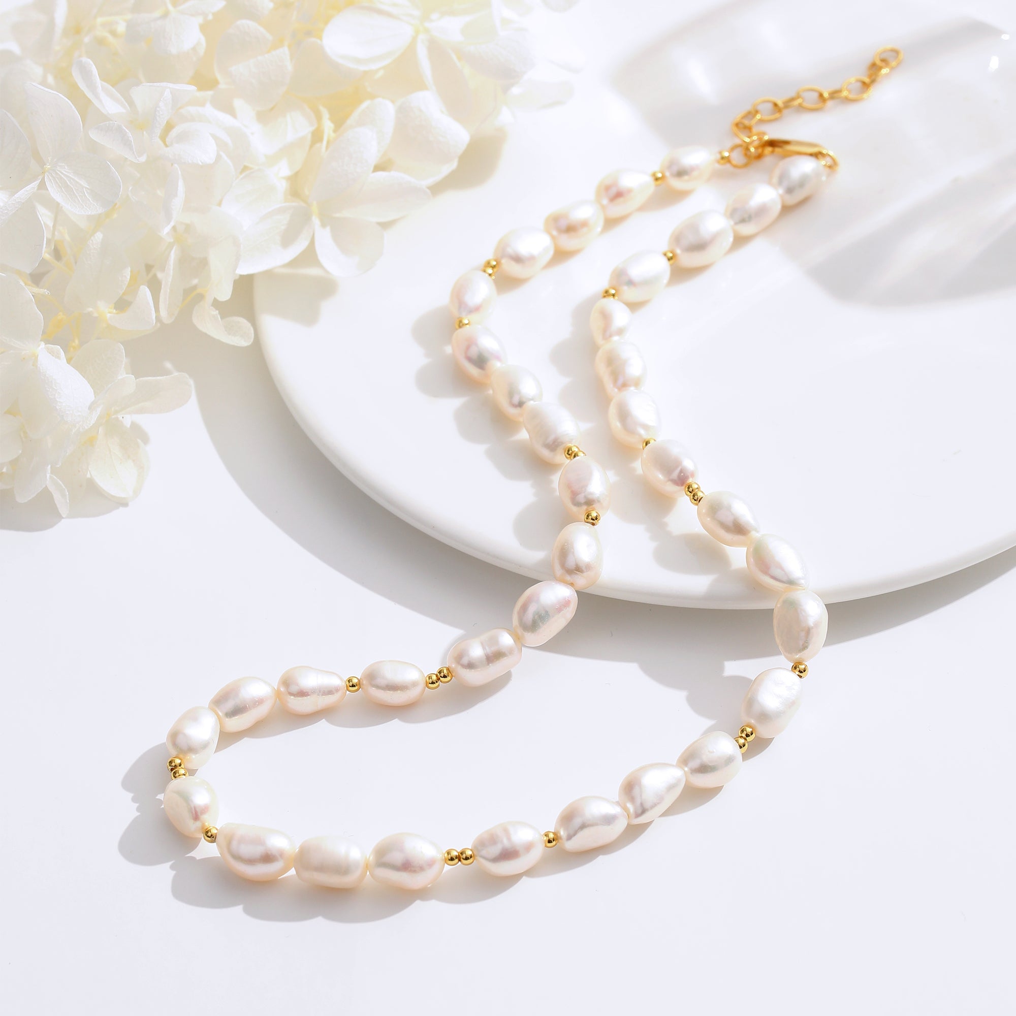 Classicharms Mera Baroque Pearl Gold Beaded Necklace