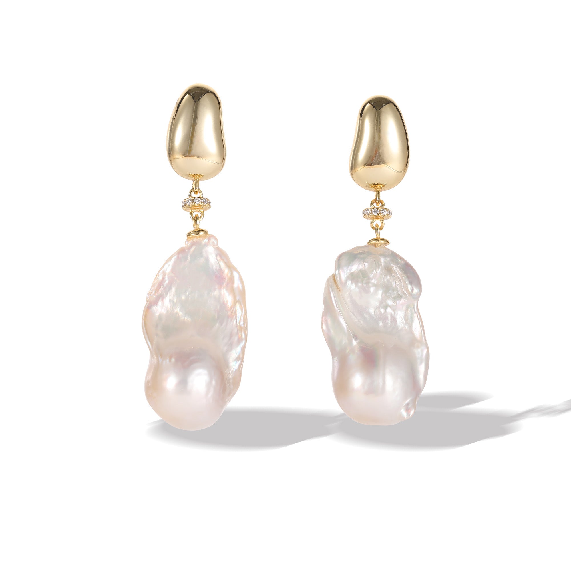 Classicharms Doris Gold Vermeil Large Natural Baroque Pearl Drop Earrings