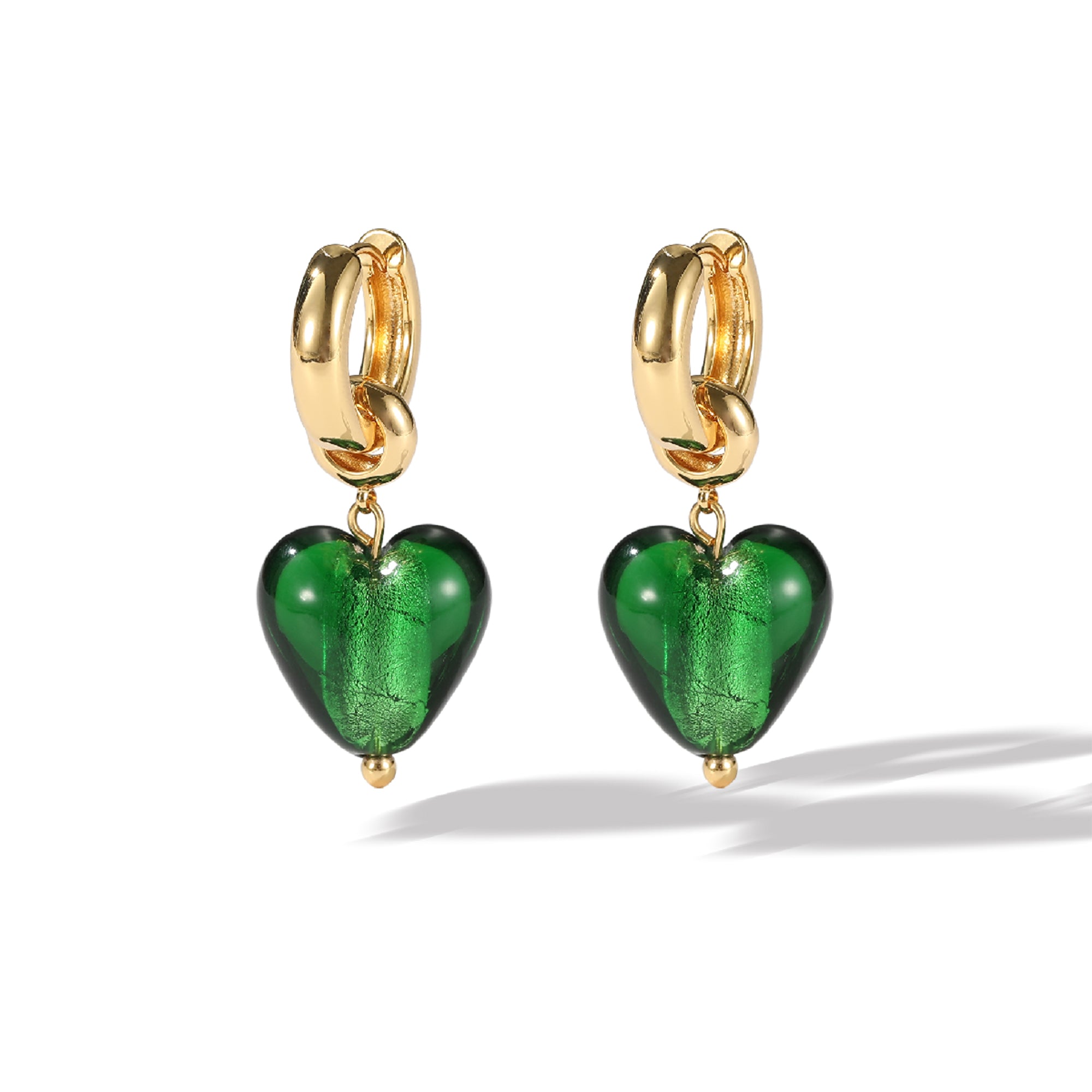 Classicharms Esmée Green Glaze Heart Dangle Earrings