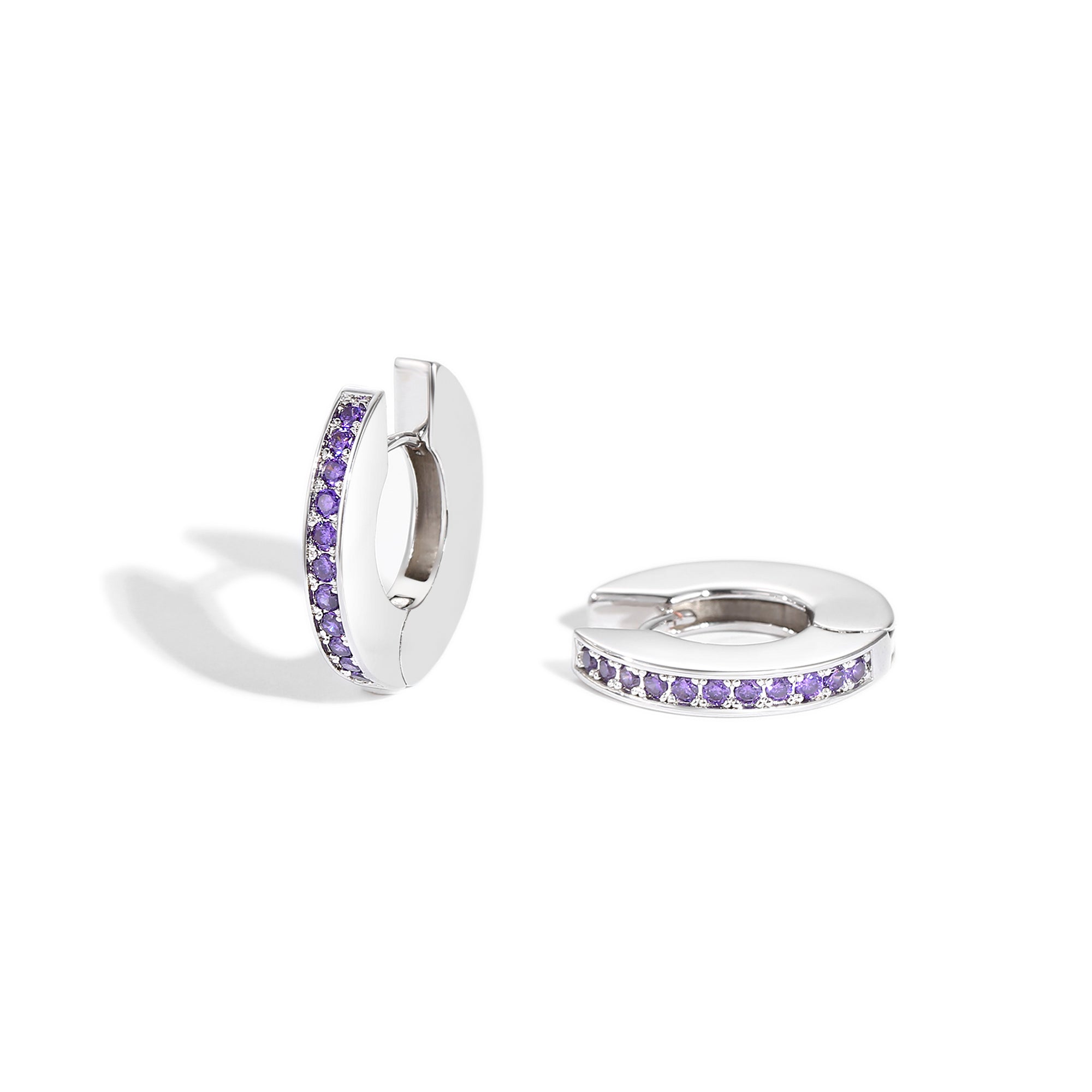 Classicharms Adara Purple Cubic Zirconia Hoop Earrings