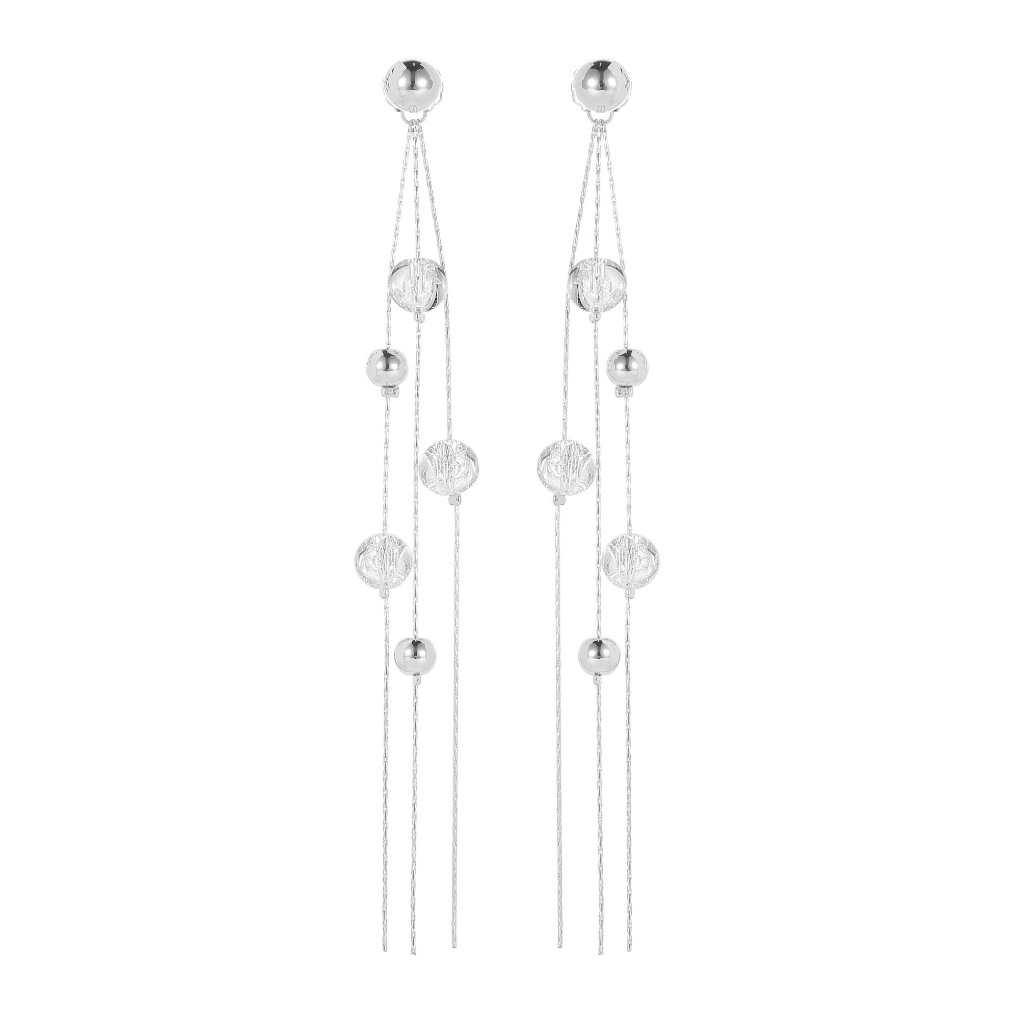 Classicharms FrostLily Azeztulite Crystal and Silver Bead Drop Earrings