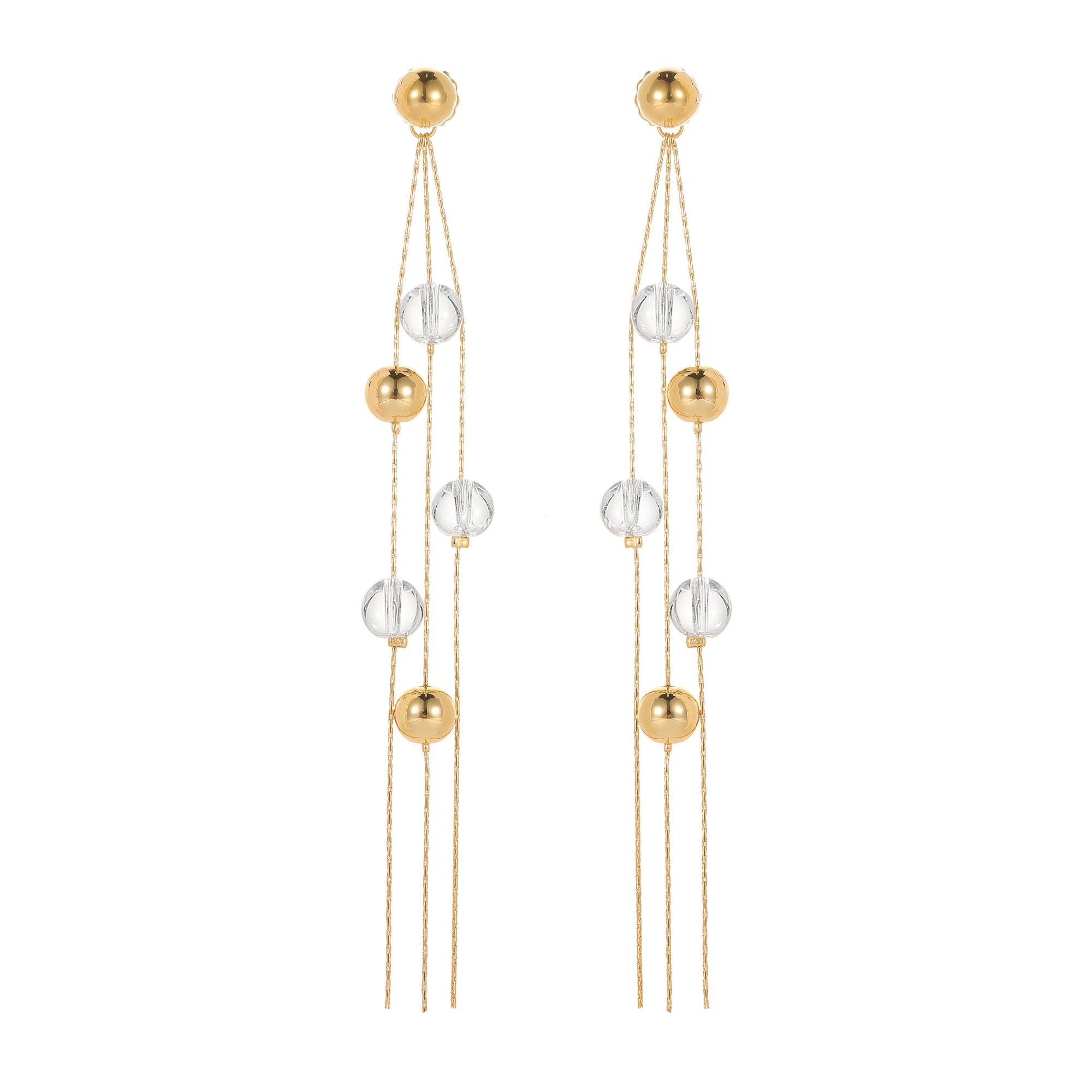 Classicharms FrostLily Clear Crystal and Gold Bead Drop Earrings