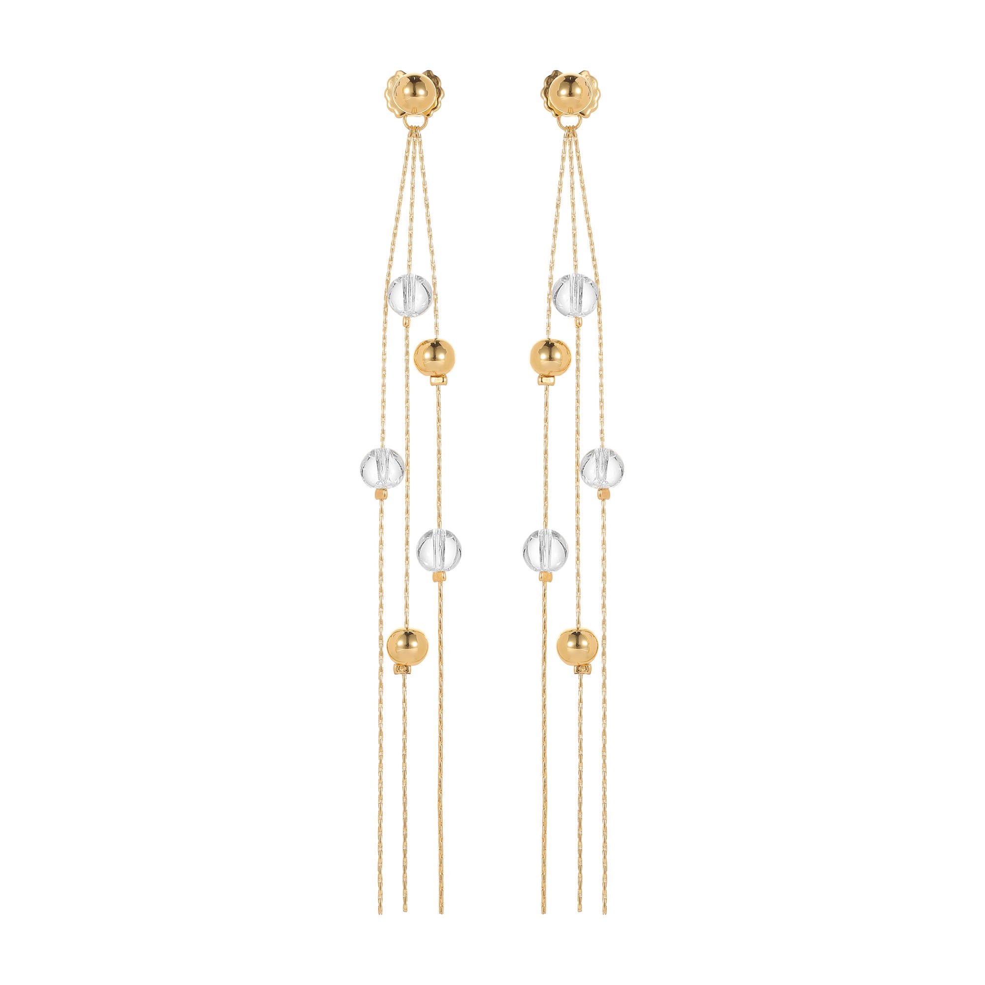 Classicharms FrostLily Mini Clear Crystal and Gold Bead Drop Earrings