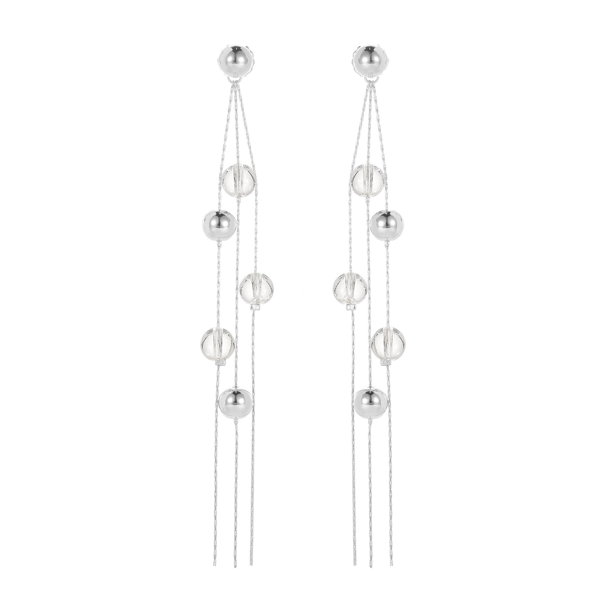 Classicharms FrostLily Clear Crystal and Silver Bead Drop Earrings