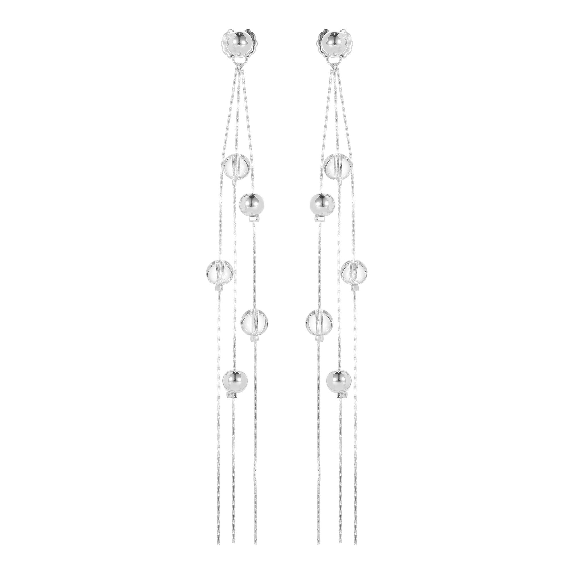Classicharms FrostLily Mini Clear Crystal and Silver Bead Drop Earrings
