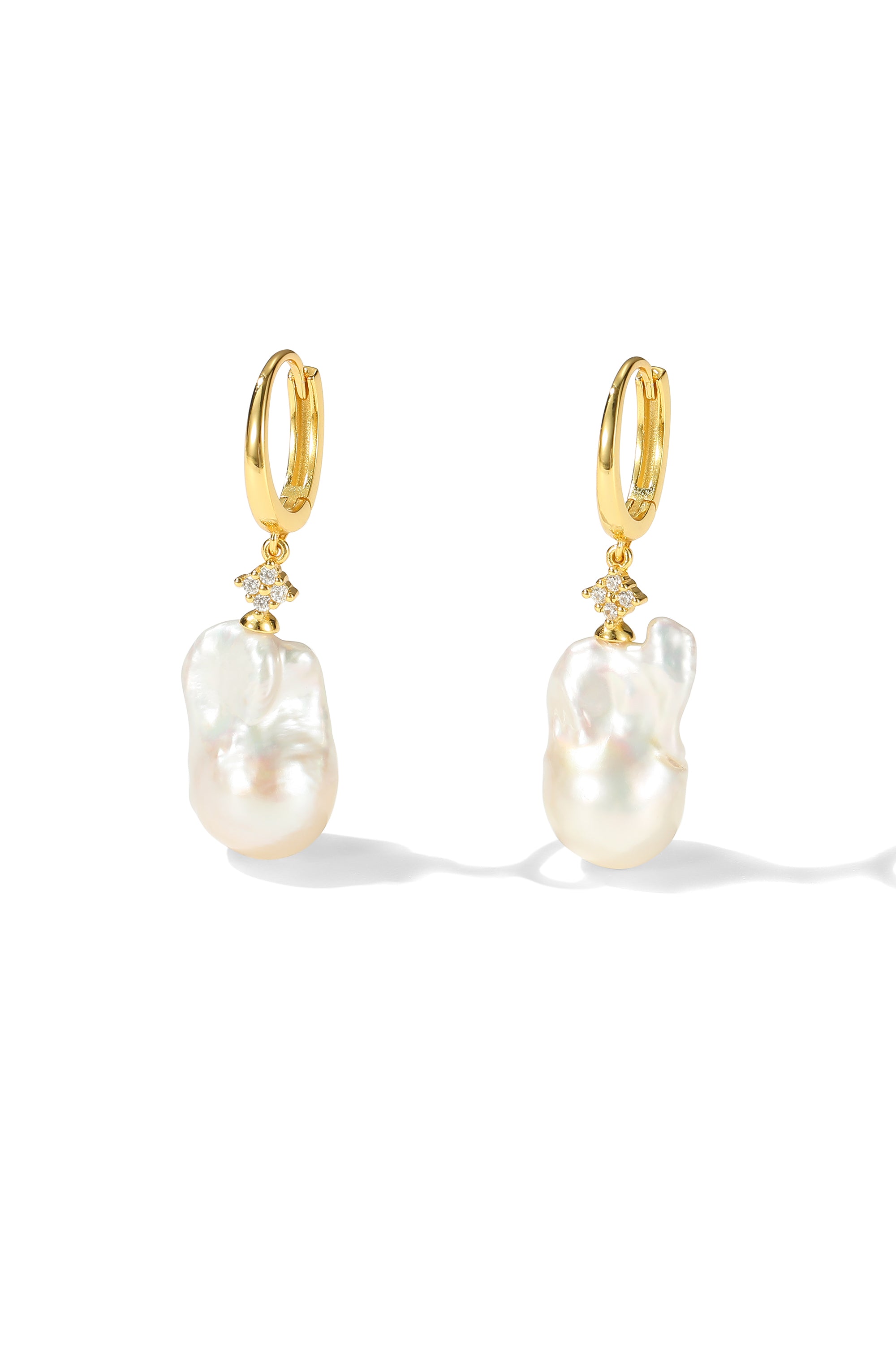 Thalassa Gold Vermeil Hoop Baroque Pearl Drop Earrings