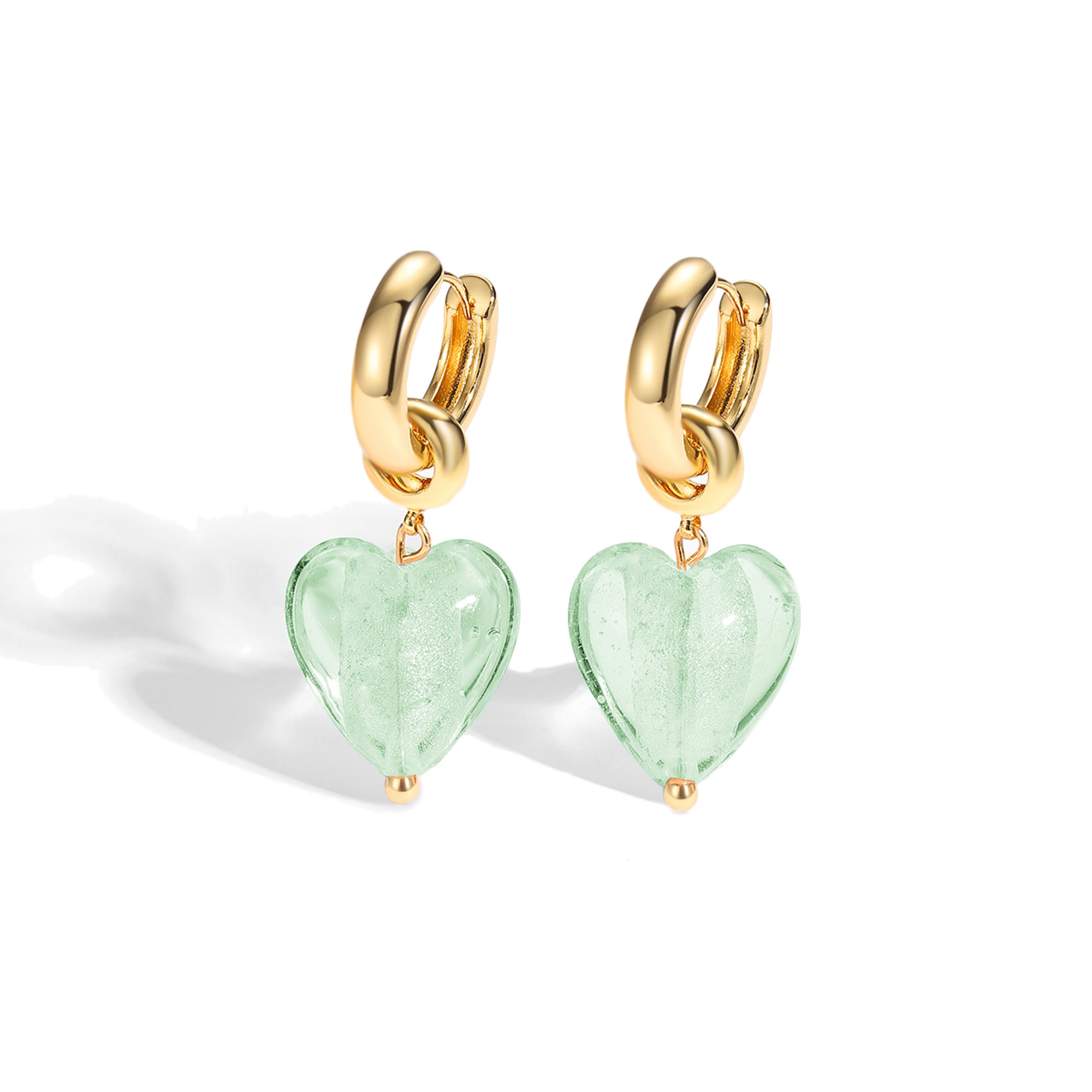 Classicharms Esmée Lime Green Glaze Heart Dangle Earrings