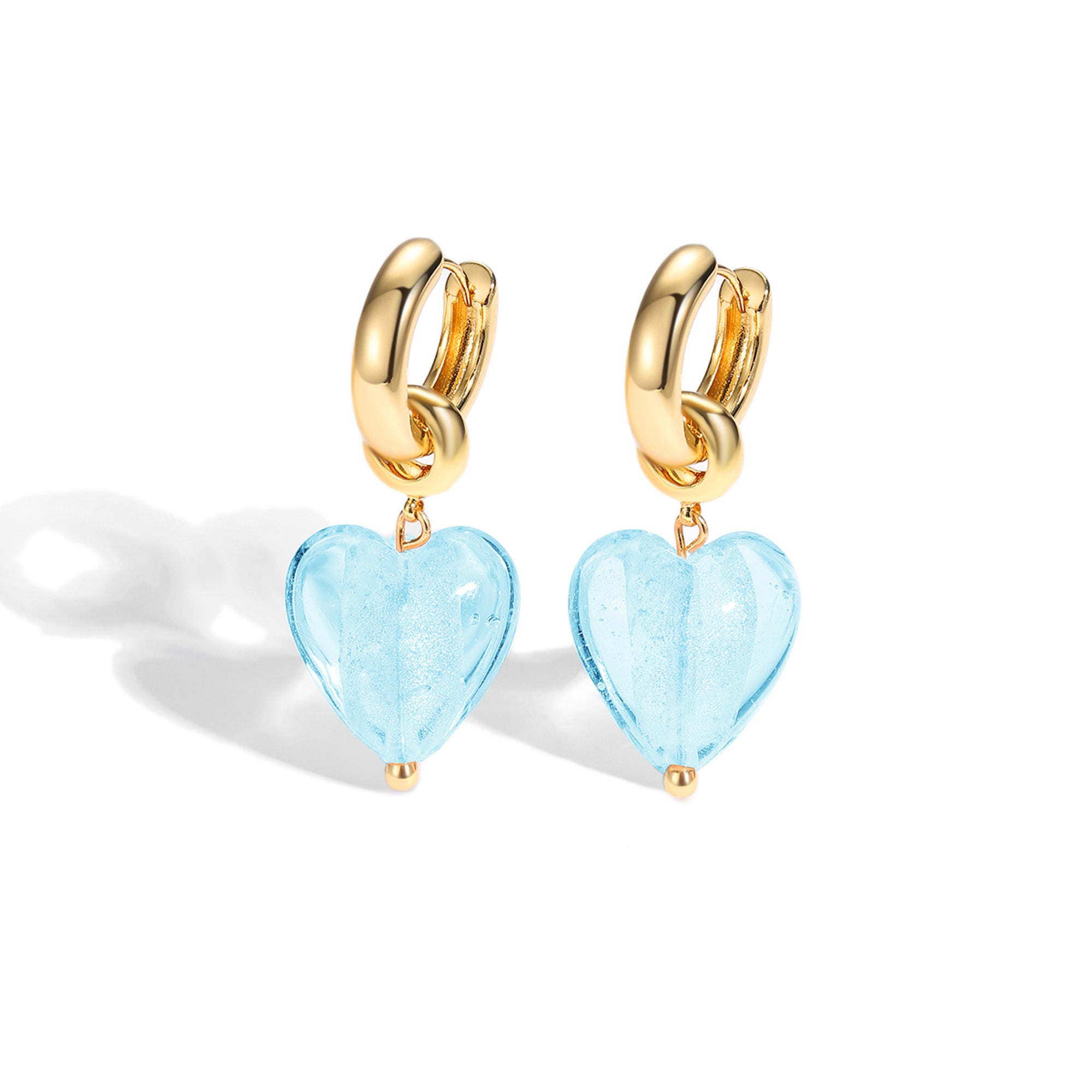 Classicharms Esmée Aquamarine Glaze Heart Dangle Earrings