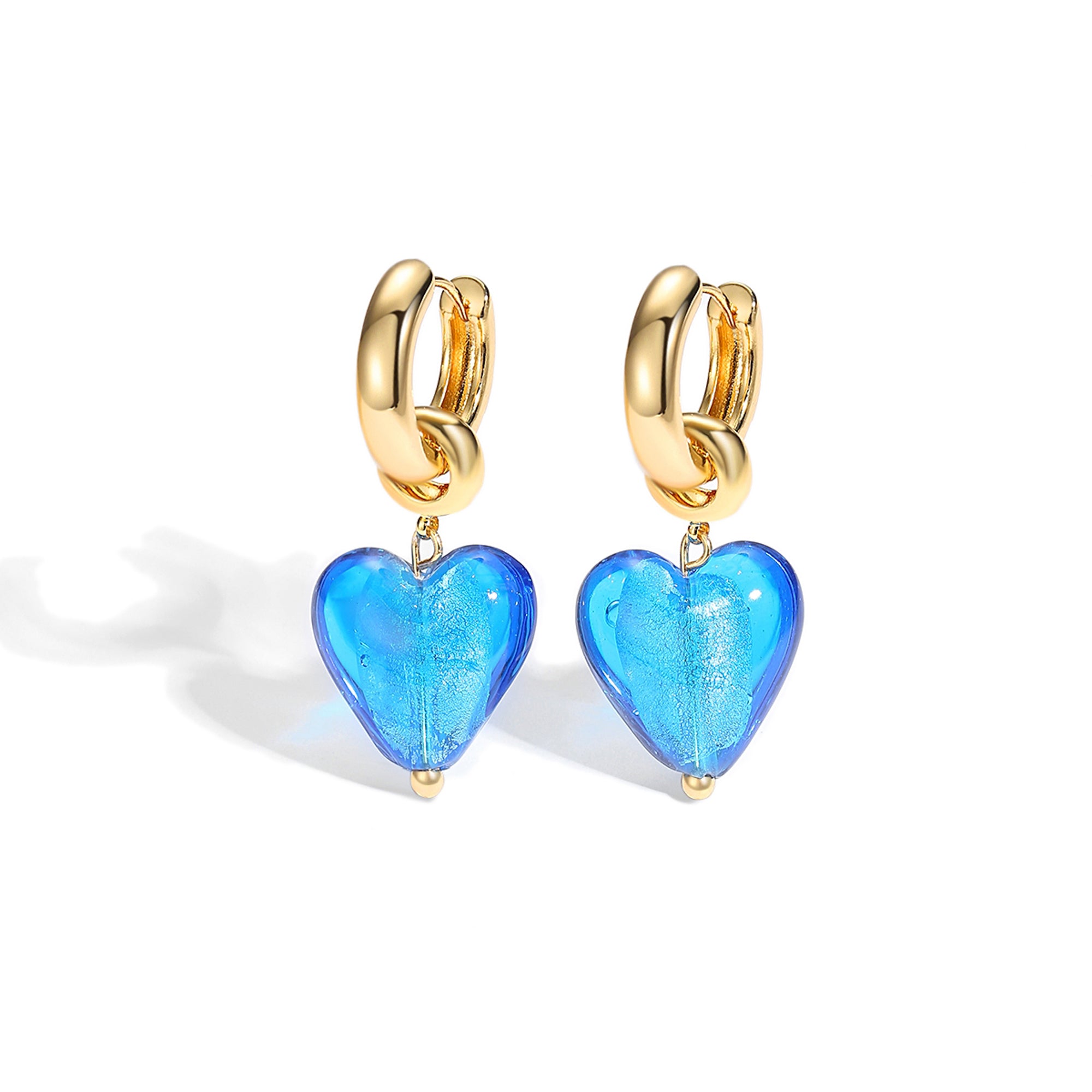 Classicharms Esmée Sky Blue Glaze Heart Dangle Earrings