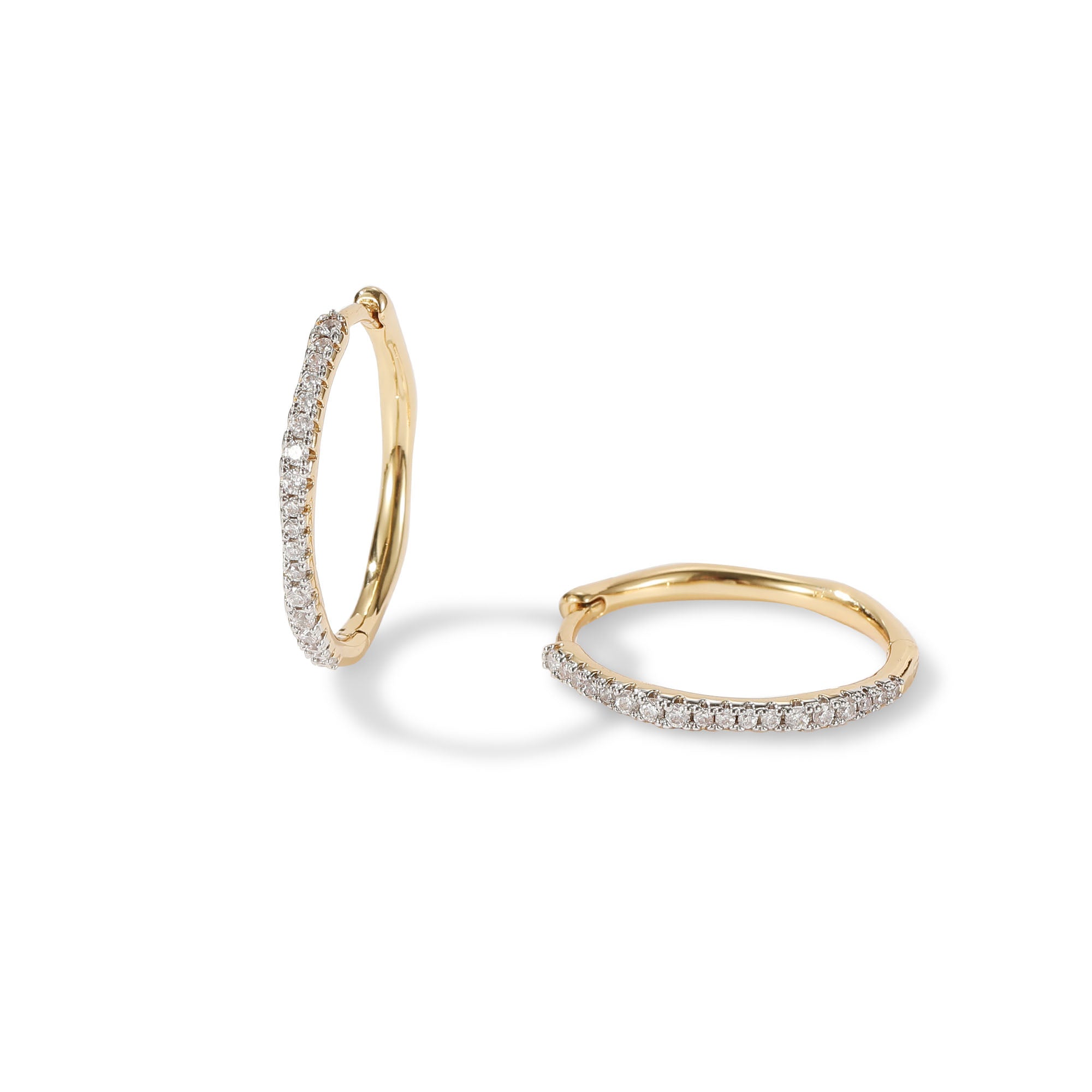 Classicharms Gaia Celestial Sunburst Gold Diamond Mini Hoop Earrings