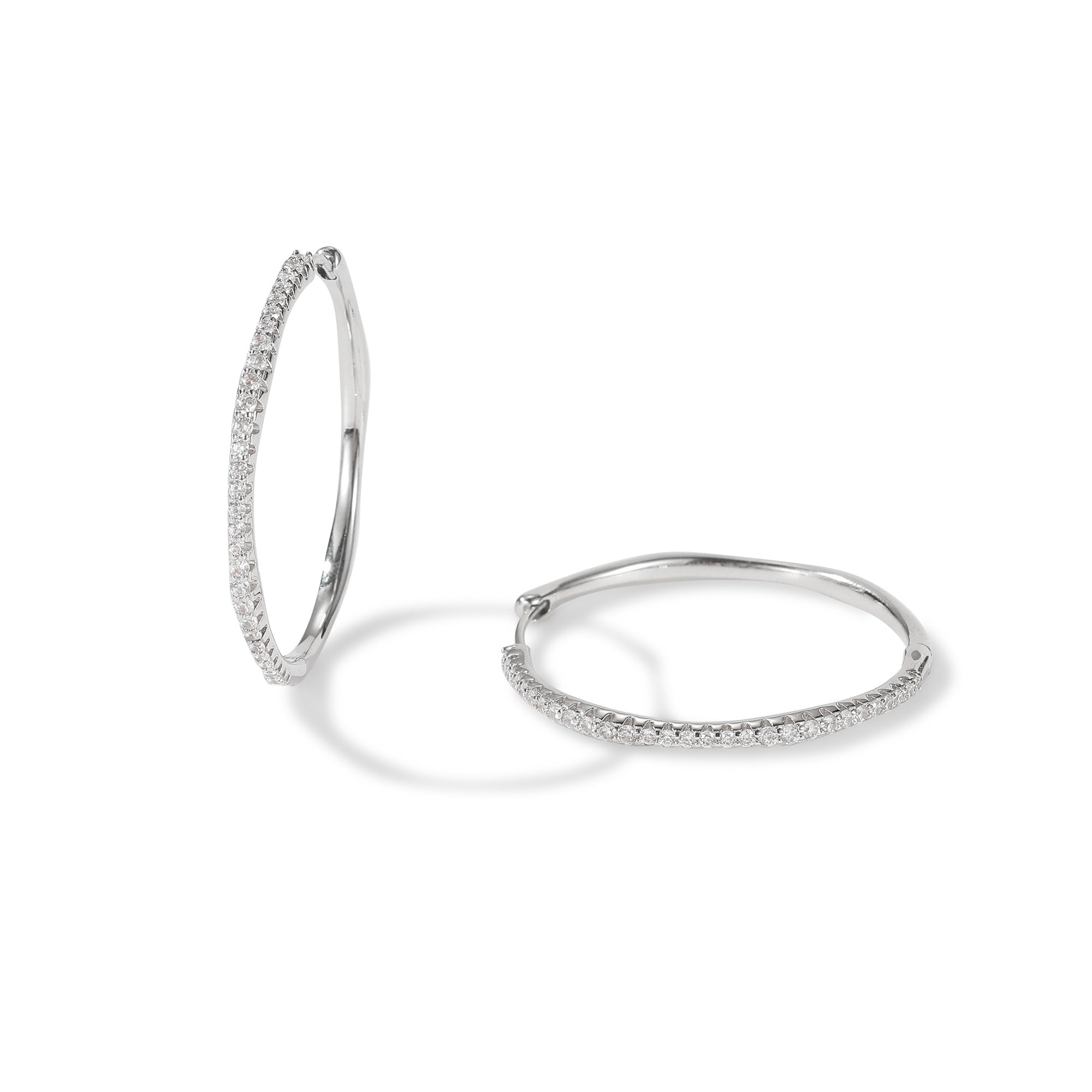 Classicharms Gaia Celestial Sunburst Silver Diamond Hoop Earrings