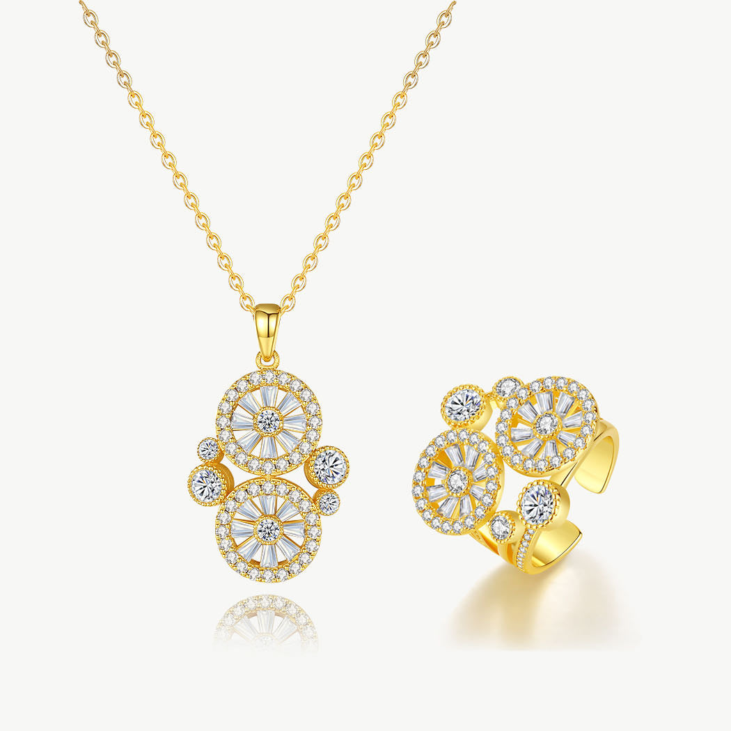 Classicharms Gold Wheel of Fortune Necklace and Ring Set