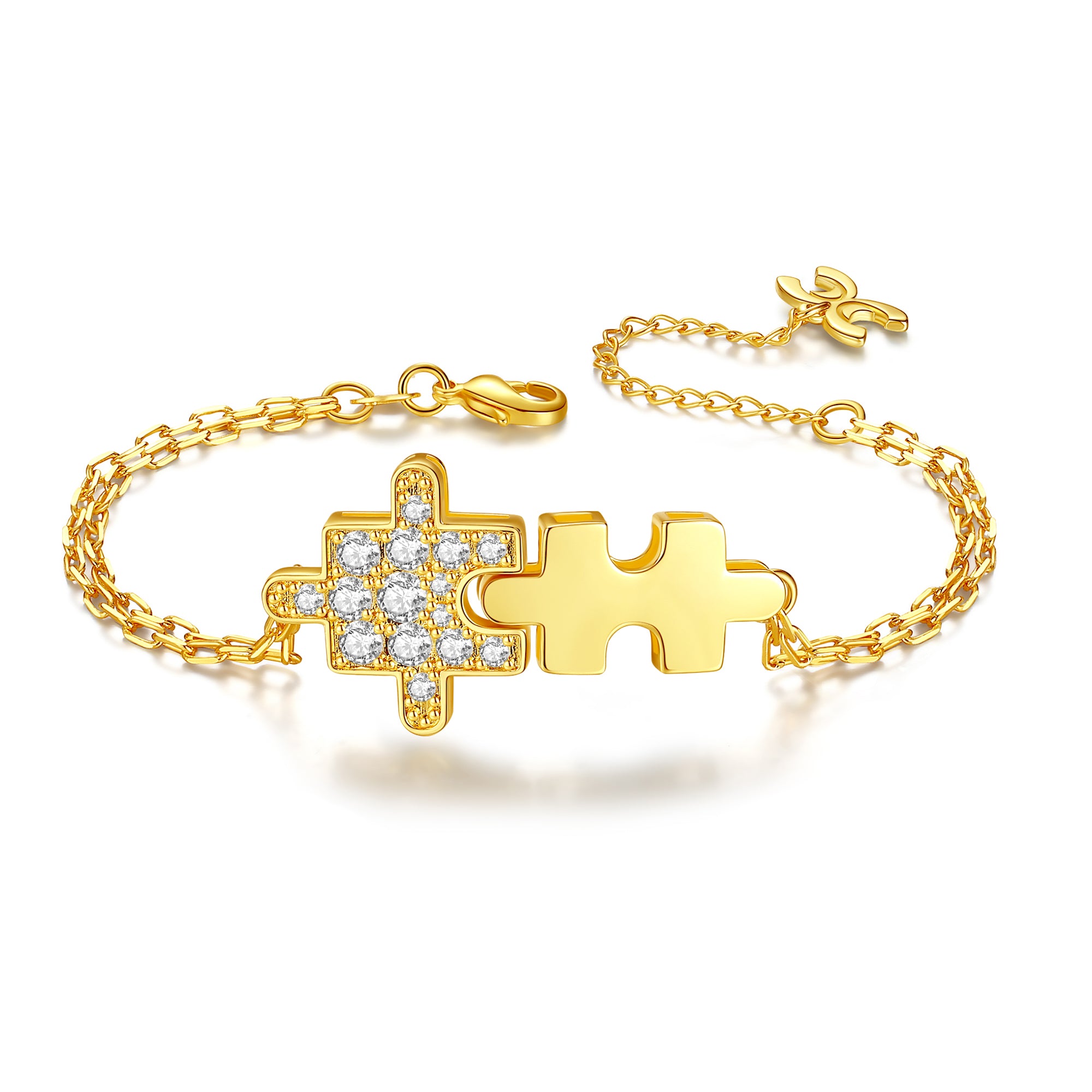 Gold Jigsaw Puzzle Zirconia Bracelet