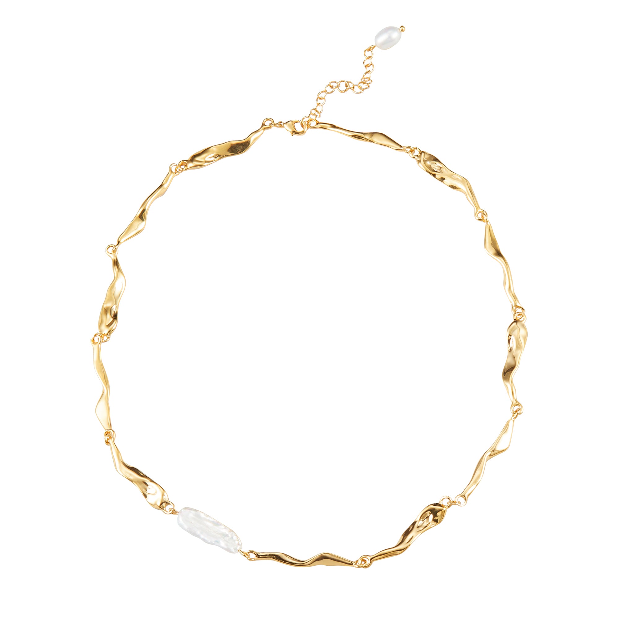Classicharms Gold Molten Baroque Pearl Necklace