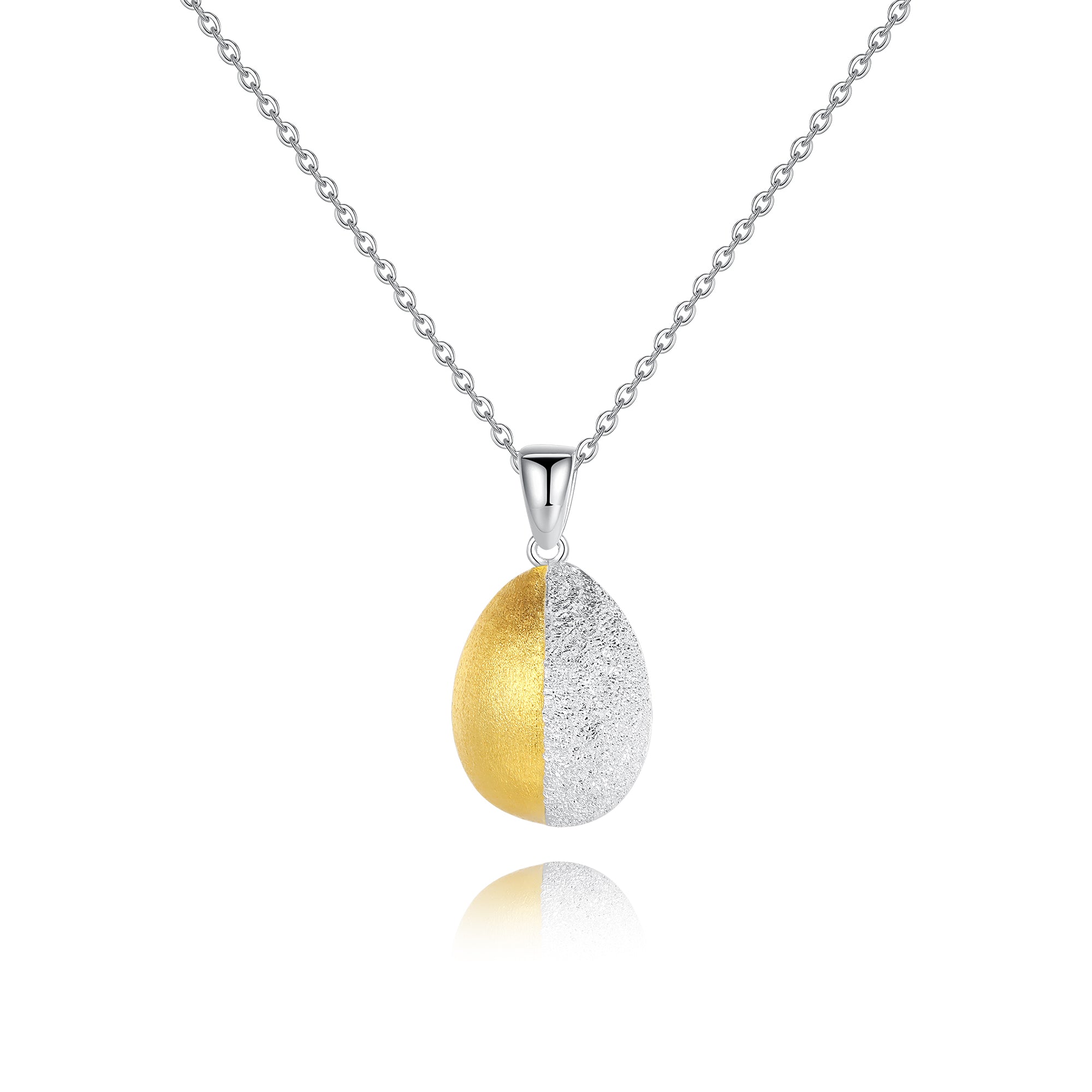 Frosted and Matted Texture Two Tone Pendant Necklace