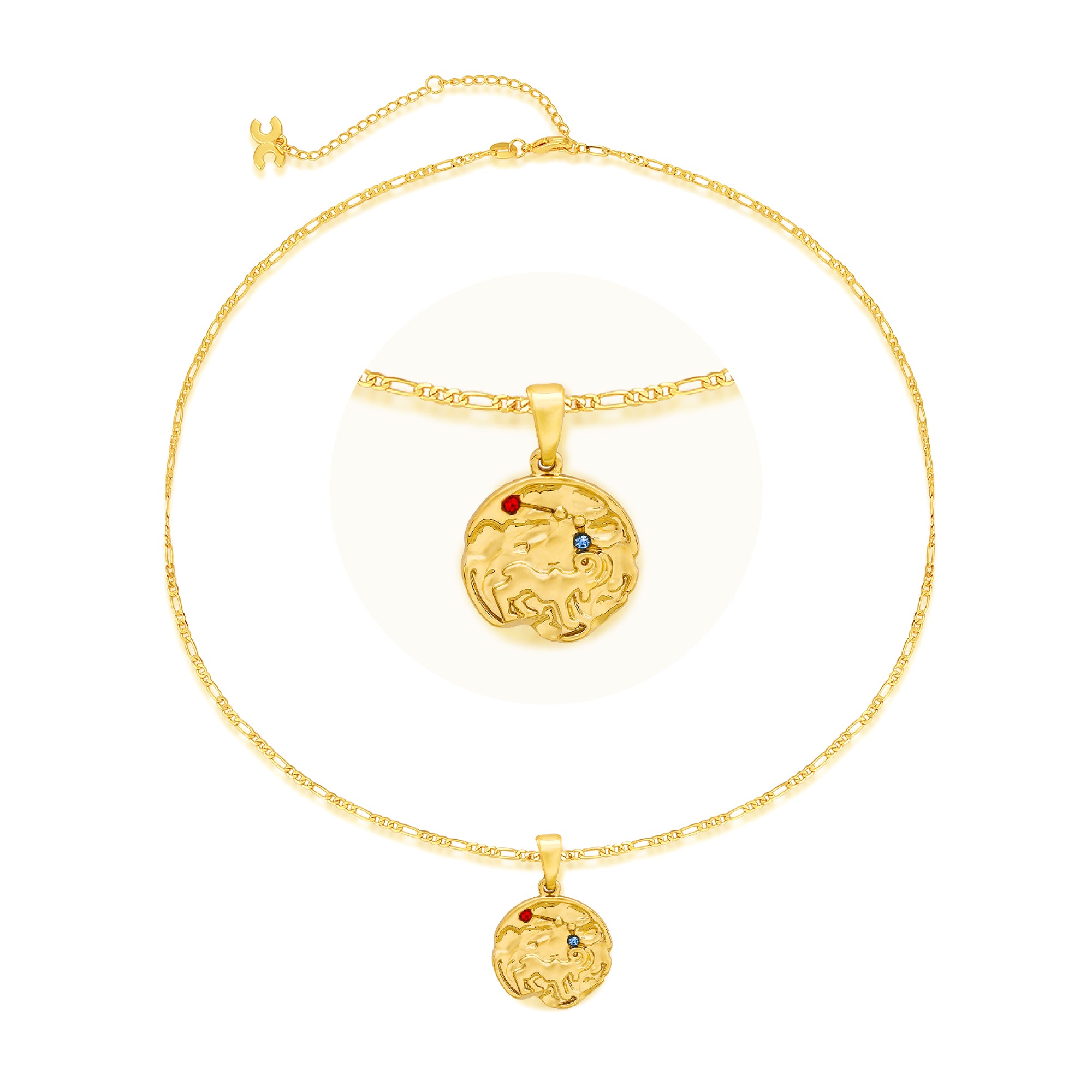Classicharms Gold Sculptural Zodiac Sign Pendant Necklace Set-Aries