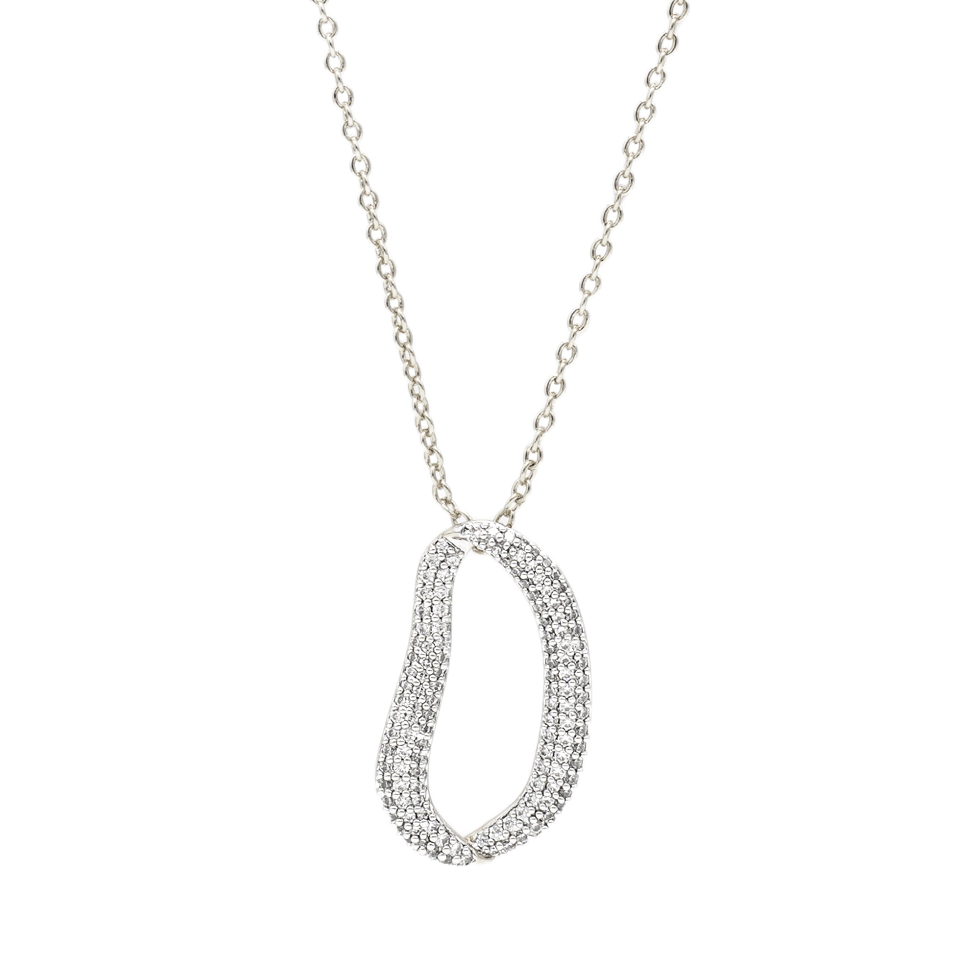 Classicharms Infinity Silver Pavé Diamond Irregular Hoop Pendant Necklace