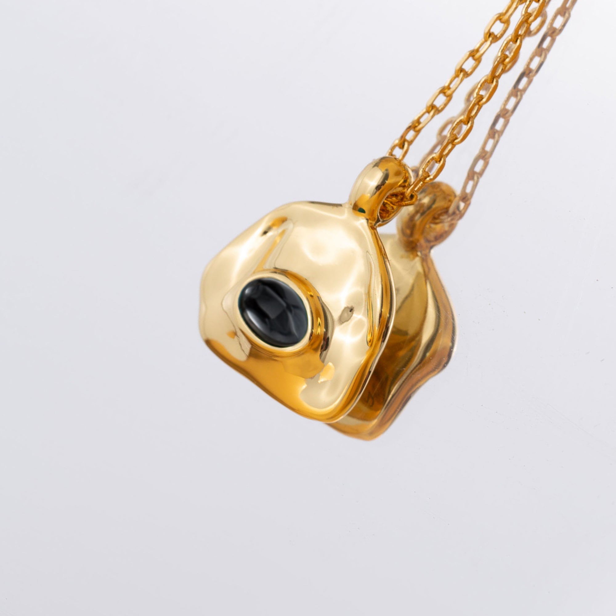 Classicharms Aria Gold Gemstone Pendant Necklace Layer Set-Noir Black