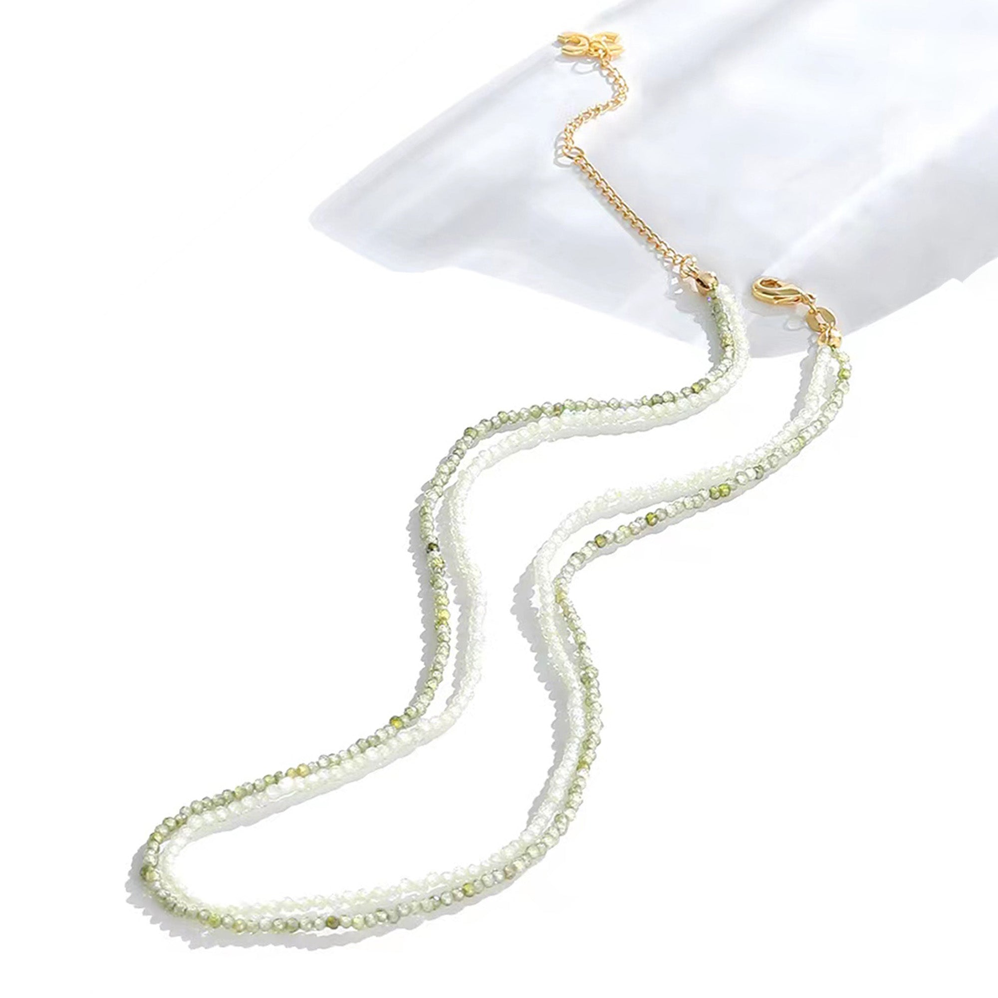 Classicharms Clarice Lime Green Crystal Mini Beaded Double Layered Necklace