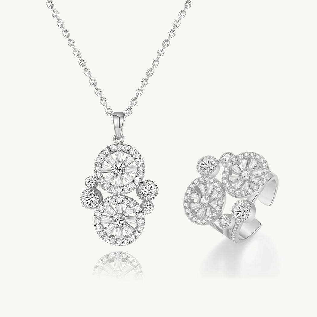 Classicharms Silver Wheel of Fortune Necklace and Ring Set