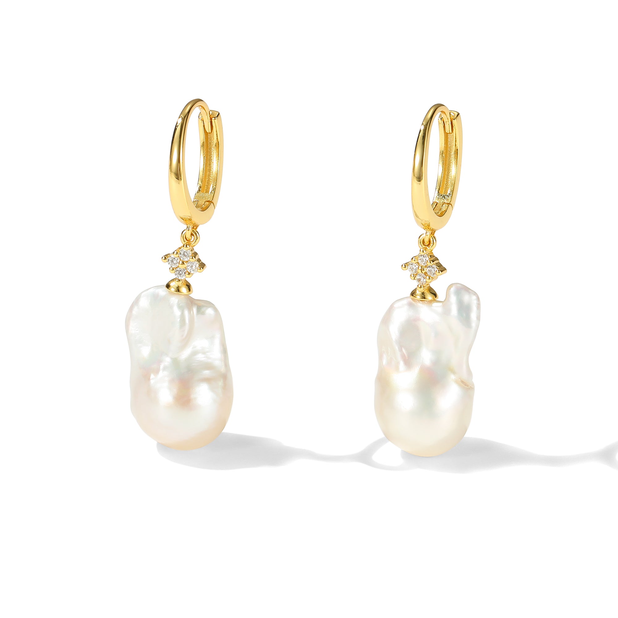 Classicharms Thalassa Gold Vermeil Hoop Baroque Pearl Drop Earrings