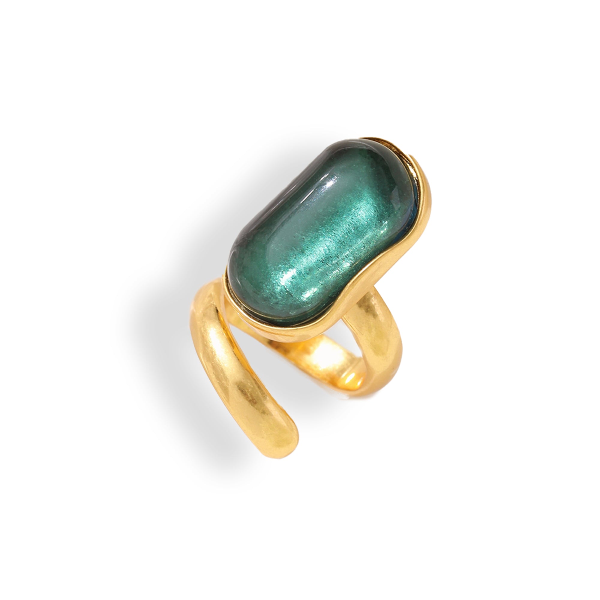 Classicharms Vintage Inspired Emerald Green Cocktail Ring