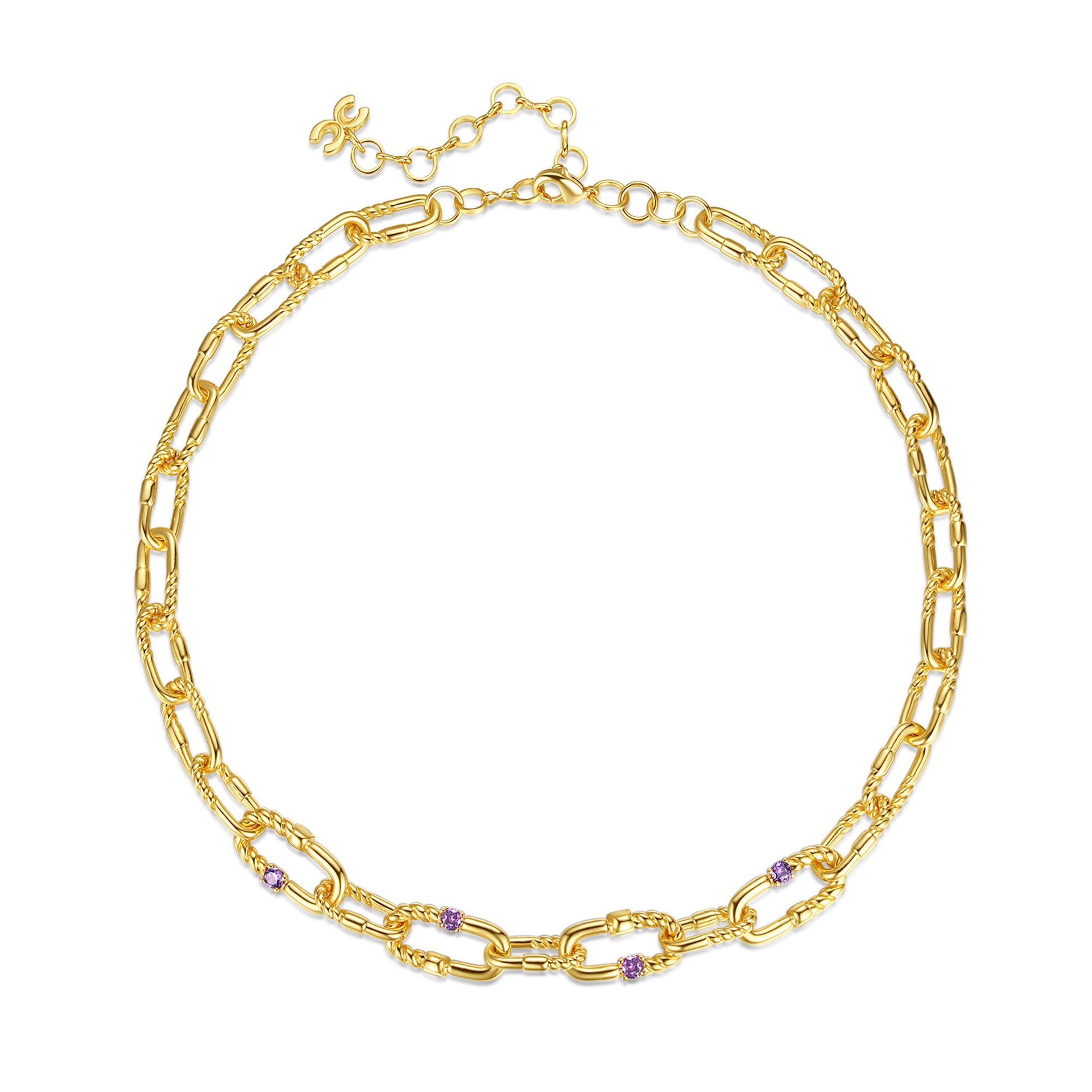 Classicharms Double Colored Zirconia Gold Chain Necklace