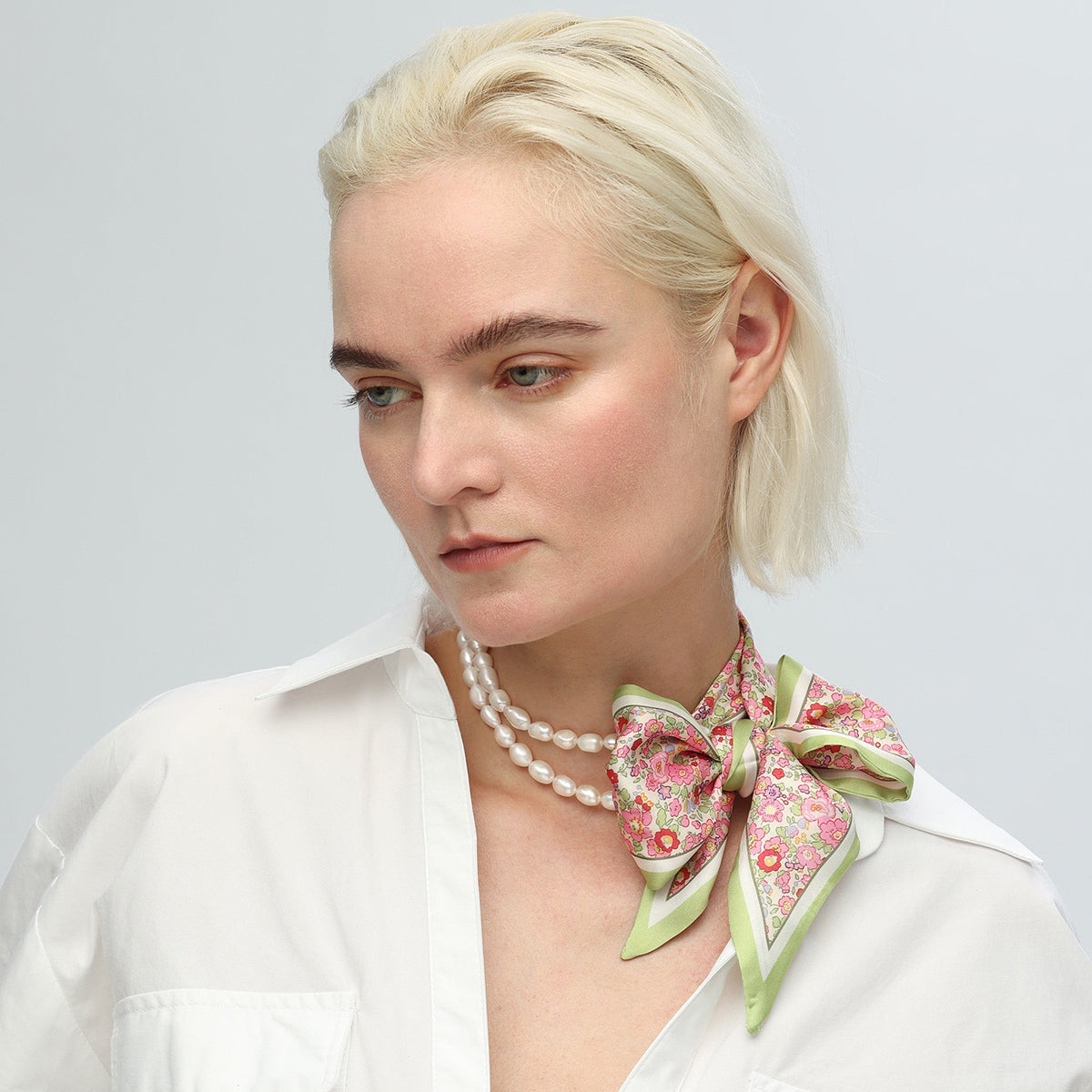 Classicharms Mera Baroque Pearl Necklace & Silk Scarf set