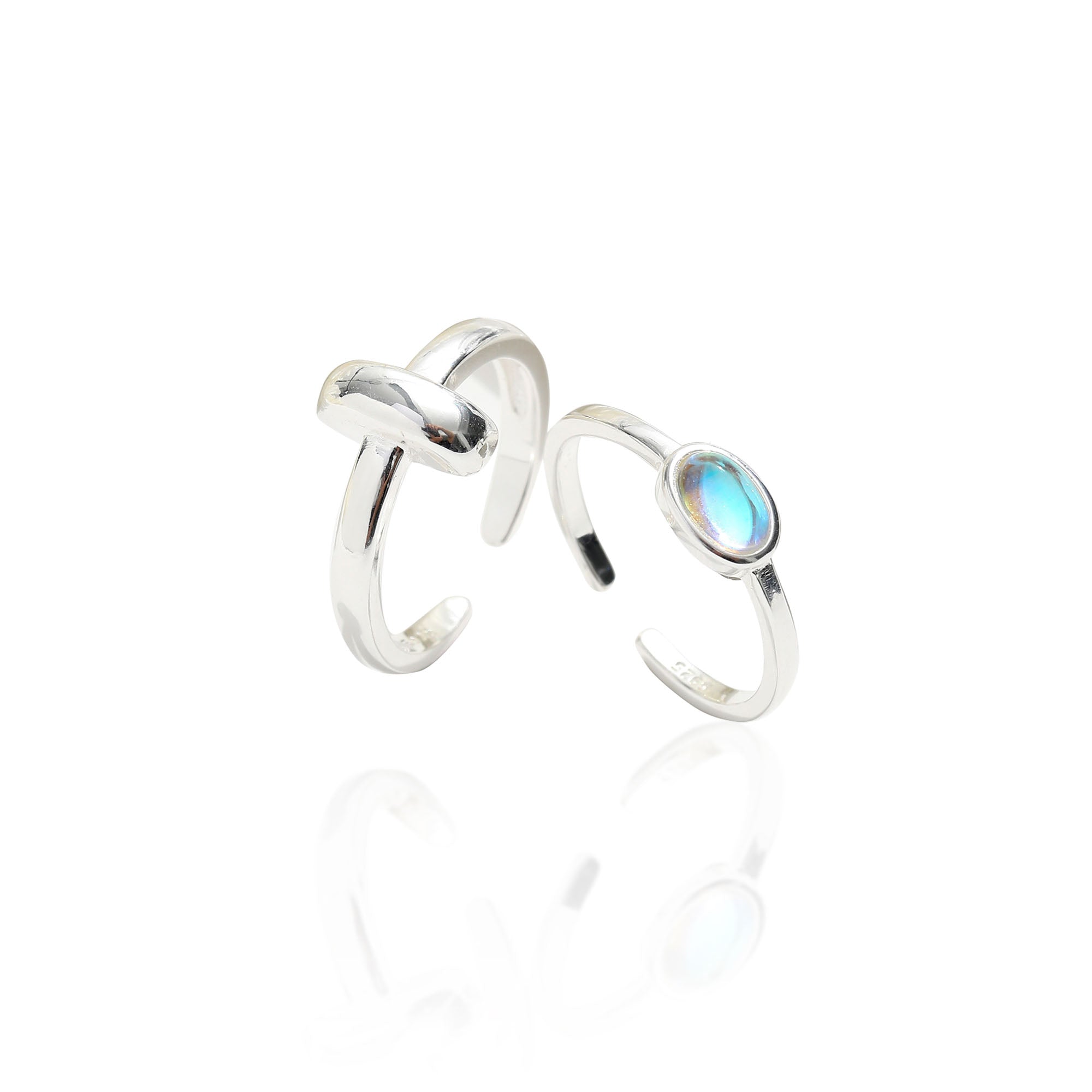 Classicharms Teardrop Aurora Borealis Cubic Zirconia Sterling Silver Ring Set