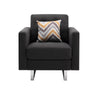 Hati Dark Gray Linen Fabric Loveseat and Chair Set