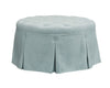 Emerson Blue Skirted Tufted 32 Inch Round Ottoman