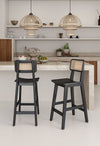 Greip 2 Black Nature Cane Counter Height Stools