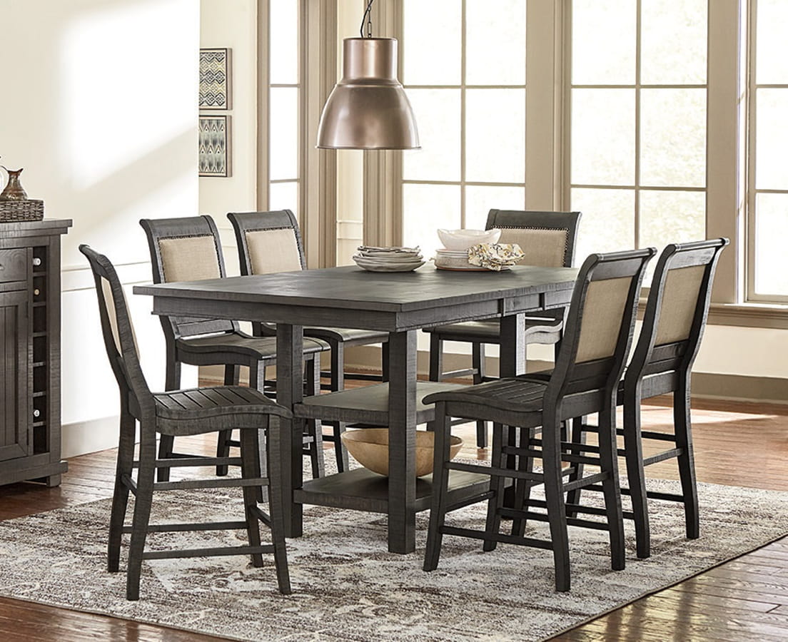 Koge Gray 7pc Counter Height Set with Upholstered Chair