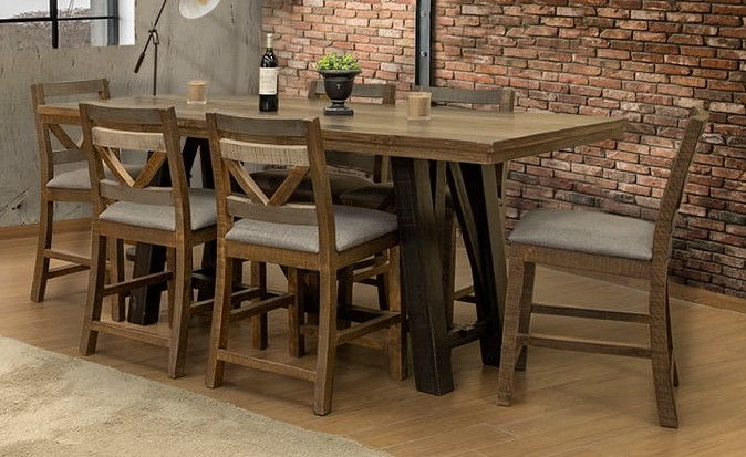 Chawl Two Tone Gray 7pc Counter Height Set