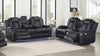 Centaurus Black Power Headrest Footrest 2pc Living Room Set