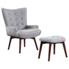 Ivory Grey Accent Chair with Ottoman
