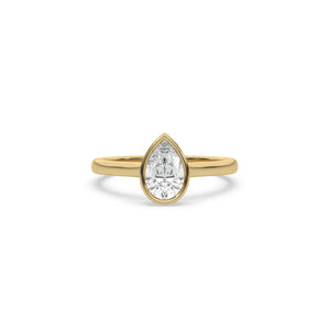 3 CT Lab Diamond Pear Cut Bezel Set Engagement Ring - Diagaa