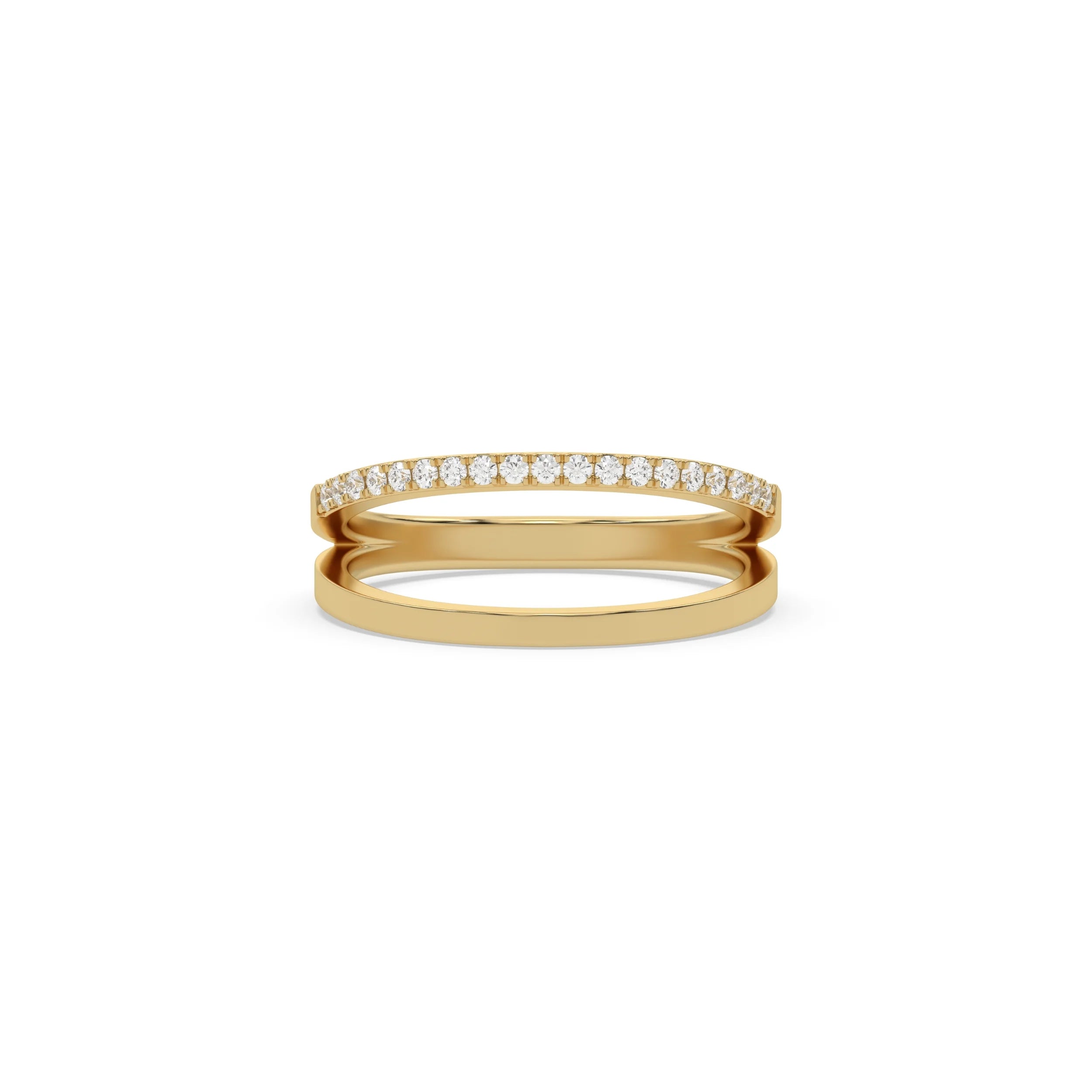 0.15 CT Lab Diamond Double Row Round Wedding Ring