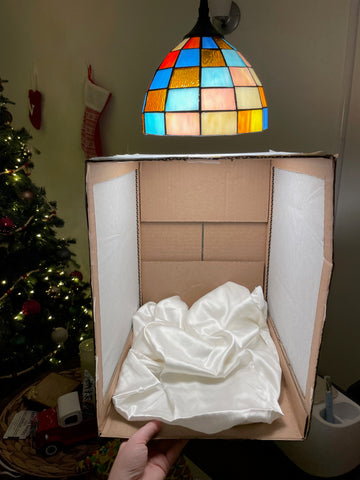 light box under a lamp